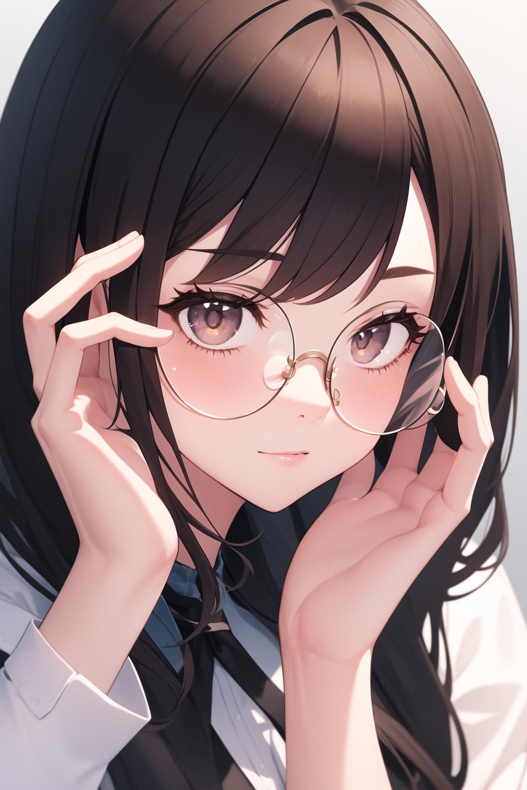 Wallpaper girl glasses anime art hd picture image